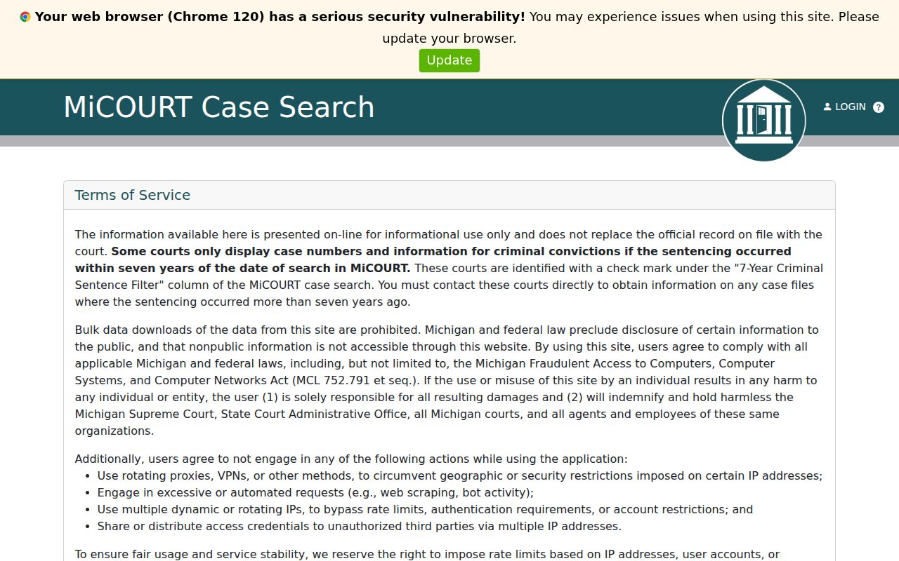 Mecosta County criminal court case search for 49th Circuit Court