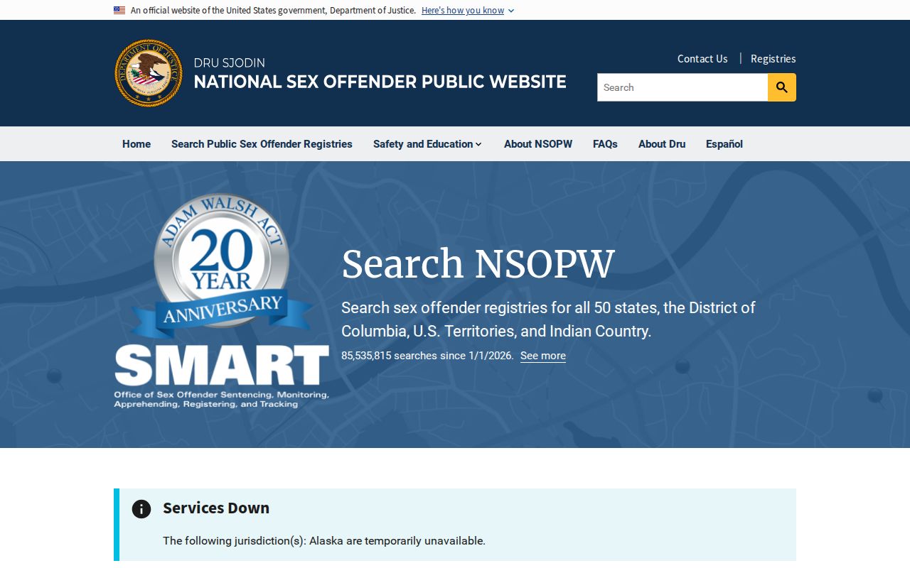 Mecosta County sex offender search through the national NSOPW service